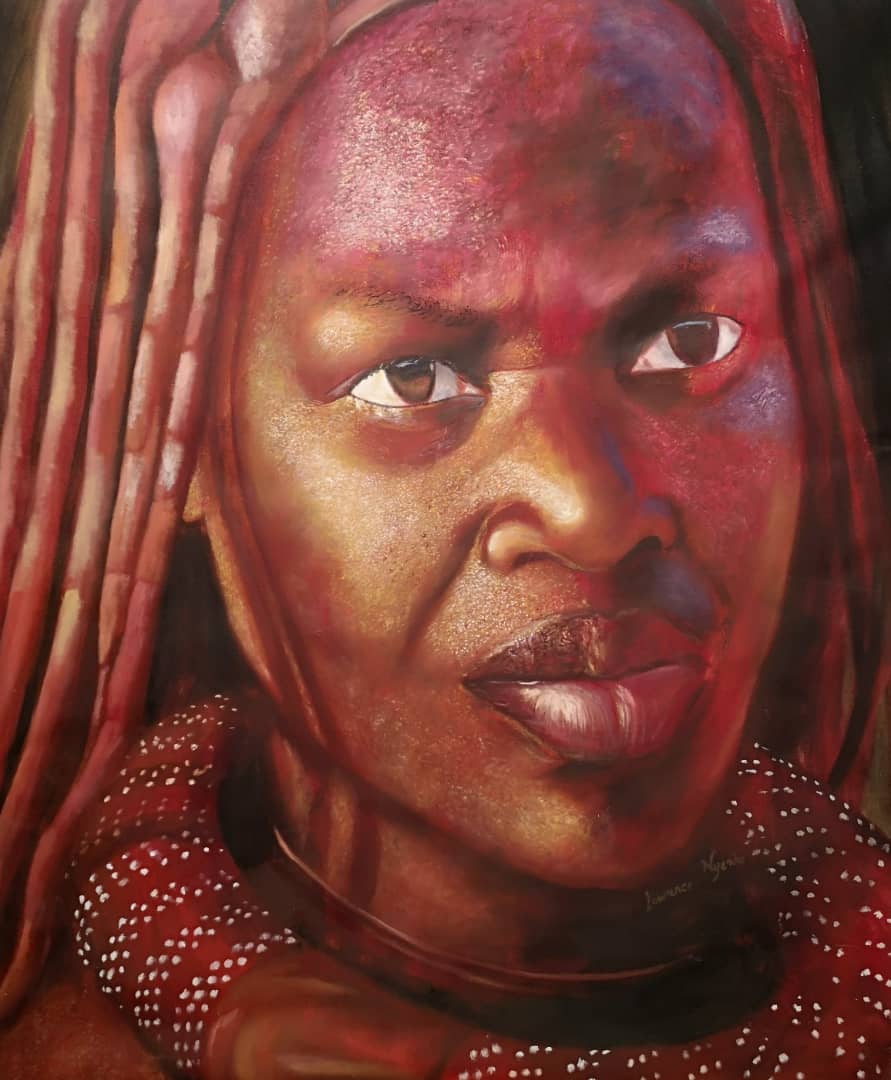 Himba Lady. Lawrence Nyemba, oil on canvas, 1 x 1.2 metres.