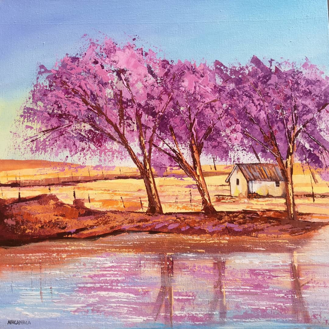 In Bloom. Nhlanhla, acrylic on canvas, 40 x 40